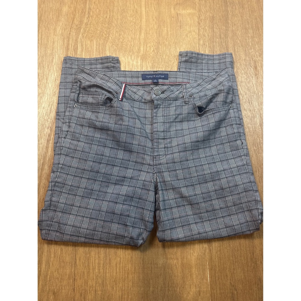 Tommy Hilfiger Plaid Ankle Pants Womens 10 Grey Excellent Slim Leg Trousers - Picture 8 of 10